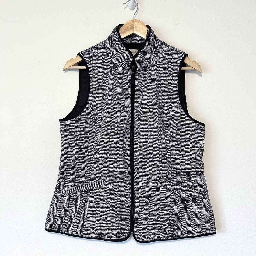 Talbots Womens Small Diamond Quilted Full Zip Puff Vest Lightweight Walking